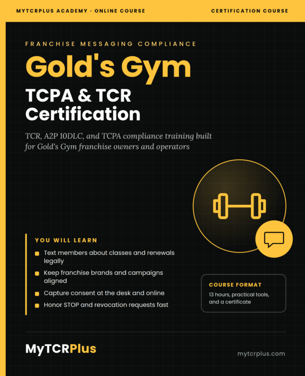 Gold’s Gym TCPA & TCR Compliance Certification — Franchise Messaging Compliance course cover