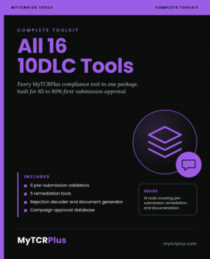 MyTCRPlus Complete Toolkit — All 16 10DLC Compliance Tools cover