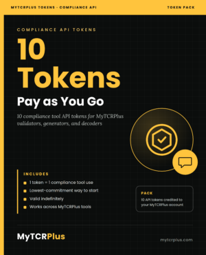 MyTCRPlus Compliance API Tokens — 10 Pack cover