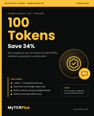 MyTCRPlus Compliance API Tokens — 100 Pack cover