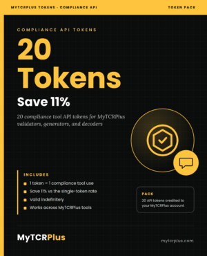 MyTCRPlus Compliance API Tokens — 20 Pack cover