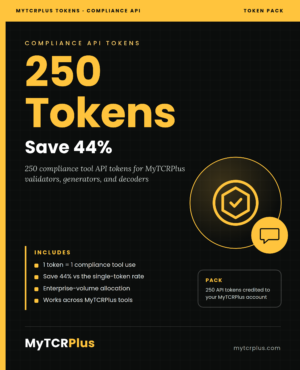 MyTCRPlus Compliance API Tokens — 250 Pack cover