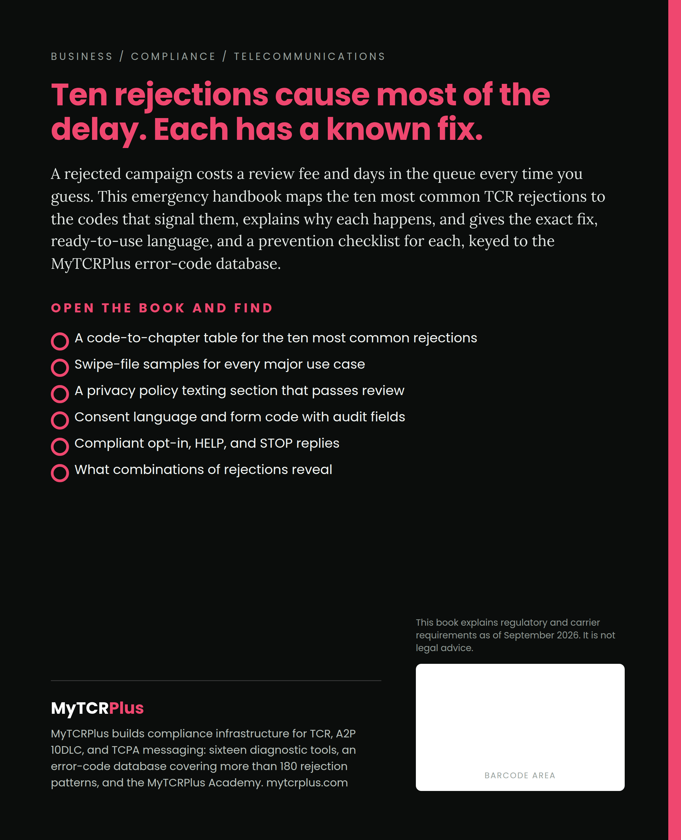 The TCR Rejection Fix-It Guide back cover
