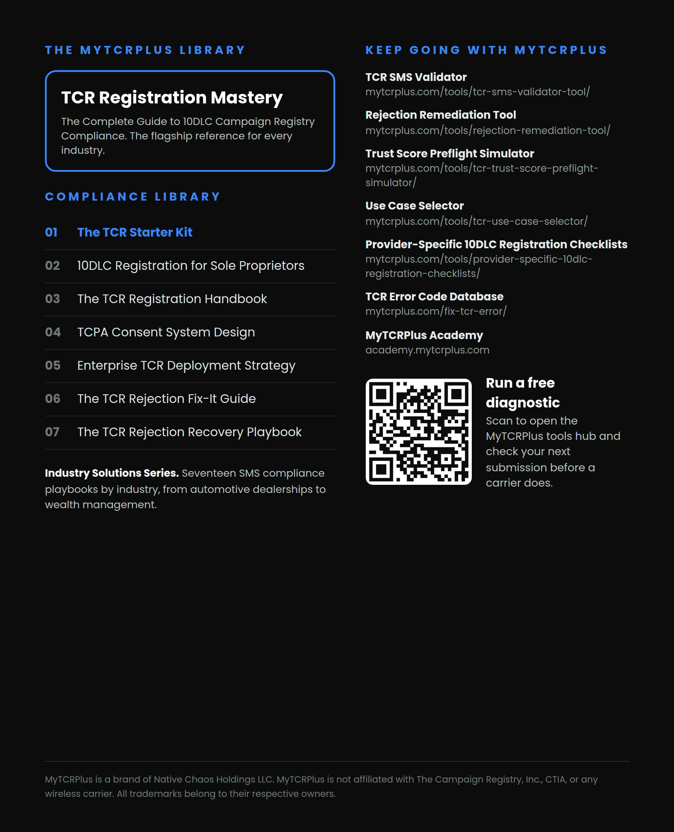 The TCR Starter Kit inside back cover