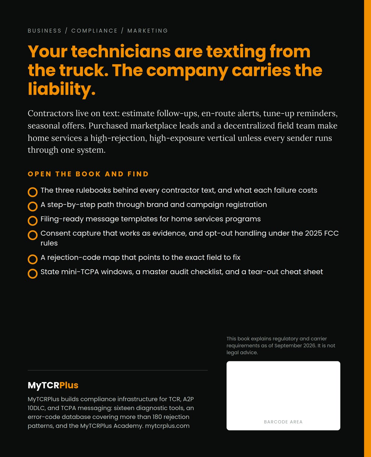 Home Services SMS Compliance Playbook back cover