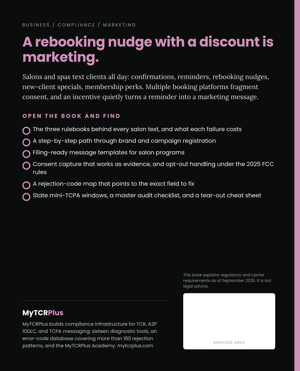 Salon SMS Compliance Playbook back cover