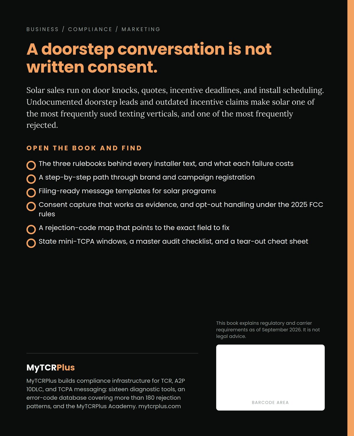 Solar SMS Compliance Playbook back cover