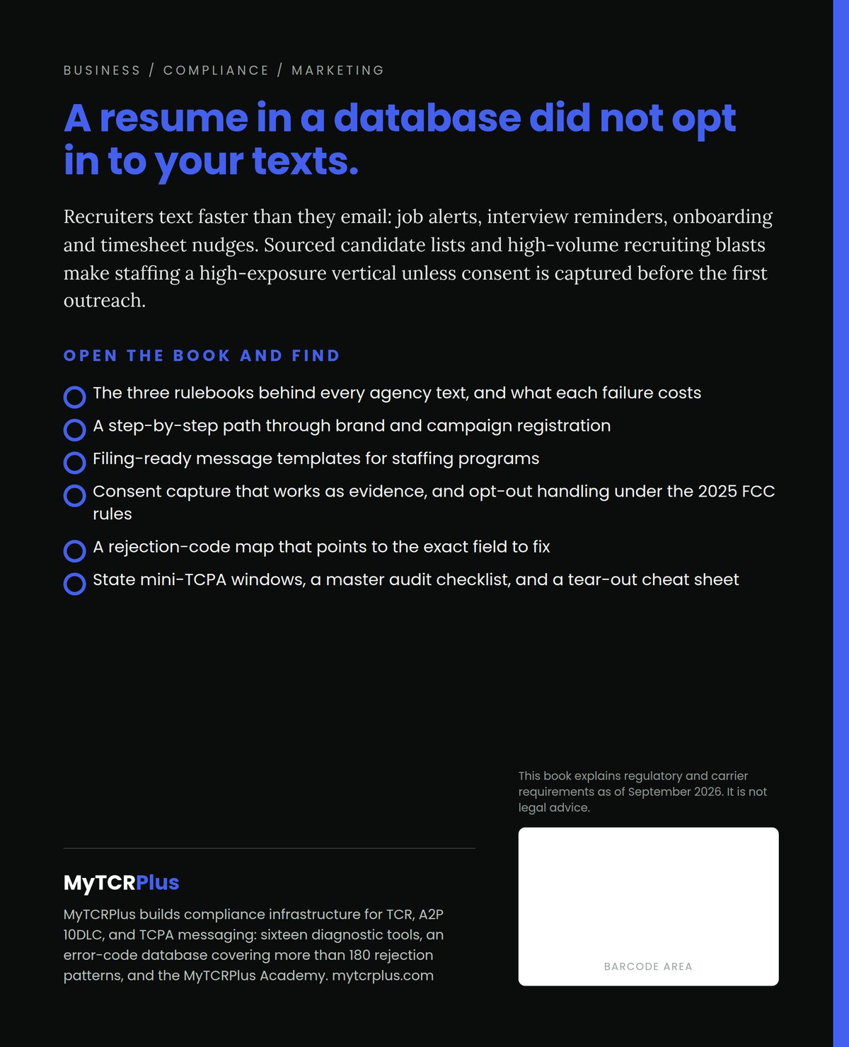 Staffing SMS Compliance Playbook back cover