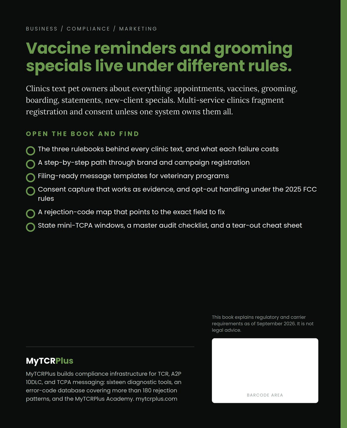 Veterinary SMS Compliance Playbook back cover
