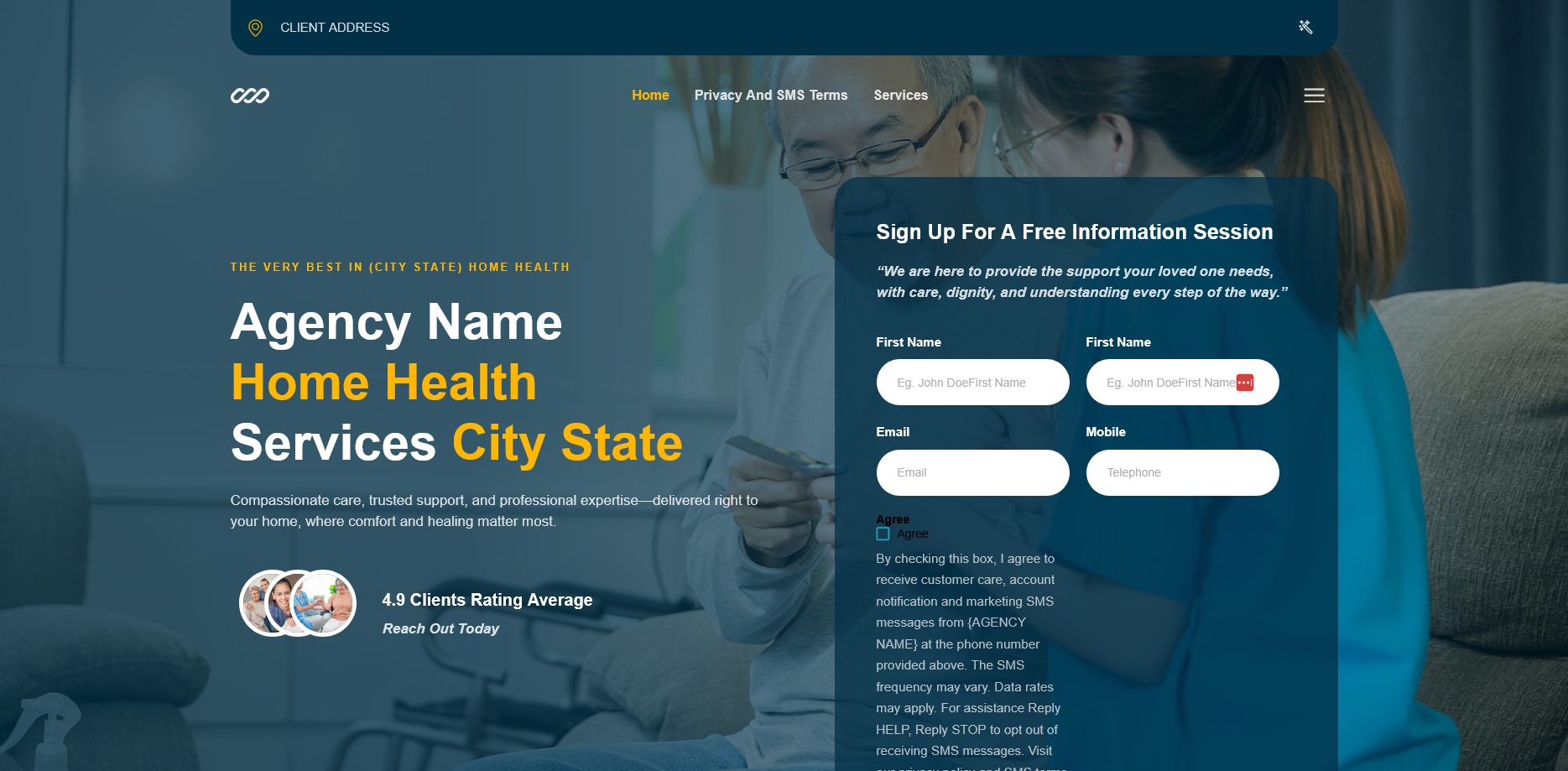 MyTCRPlus healthcare compliance microsite template showing branded layout and regulatory text